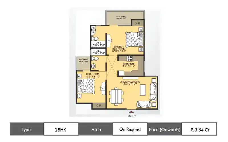 VVIP Addresses 2 BHK floor plan, sq ft carpet area