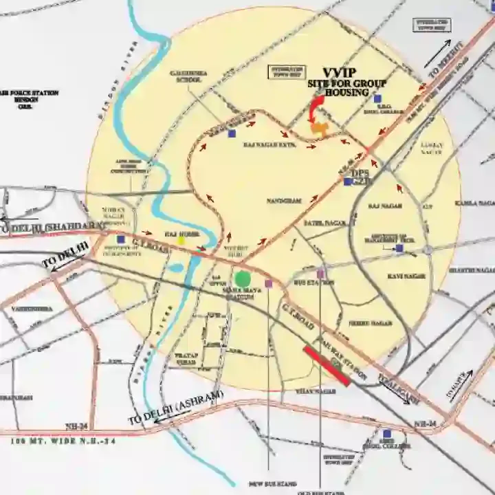 VVIP Addresses location map, Raj Nagar Extension
